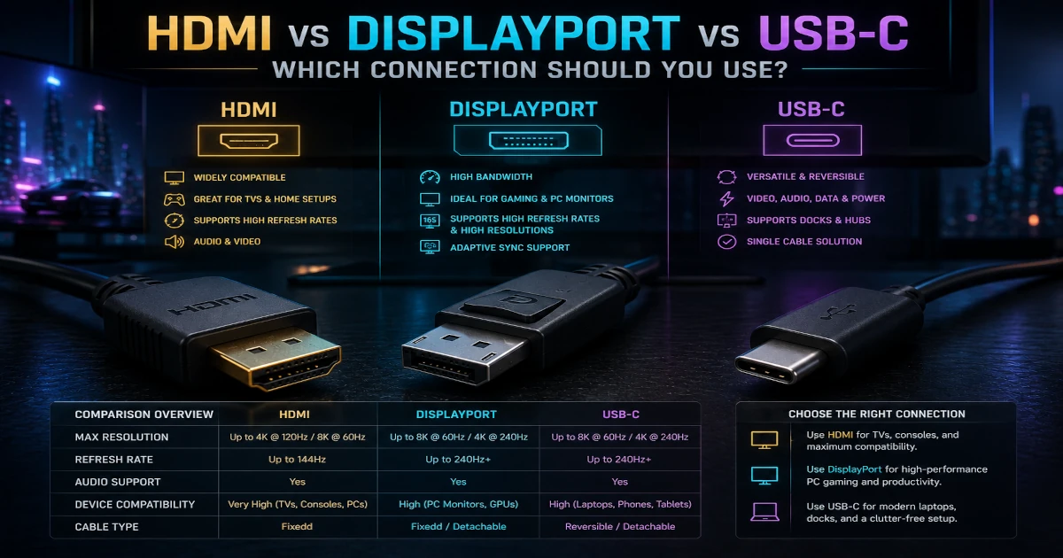 HDMI vs DisplayPort vs USB-C: Which Connection Should You Use?