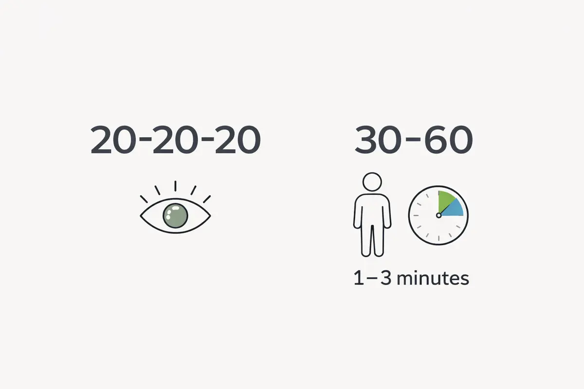 Micro-break habit tracking graphic showing timed movement reminders throughout the workday