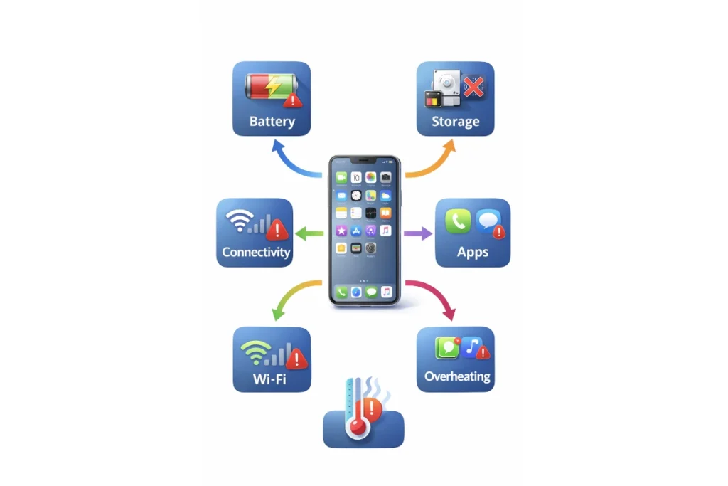 Mobile Devices: The Ultimate Foundational Guide for Smarter, Safer, Longer-Lasting Use 10 Mobile troubleshooting flow: battery, storage, connectivity, apps, overheating