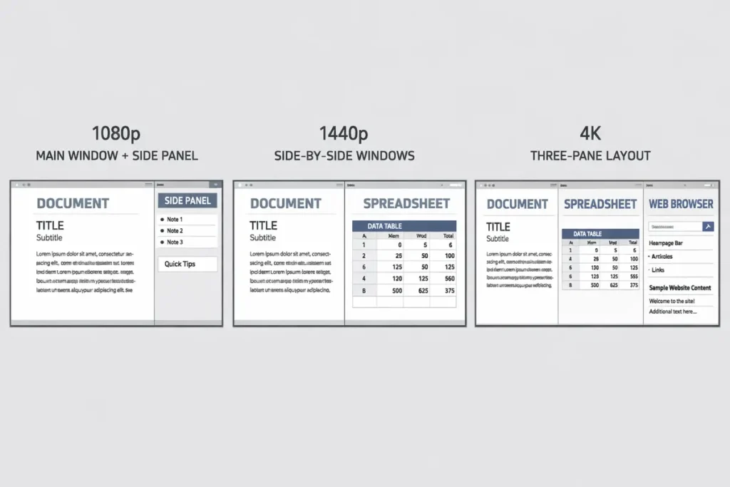 1080p vs 1440p vs 4K for Office Work: 7 Proven Ways to Choose the Best Resolution by Screen Size 3 Real-world “workspace” comparison