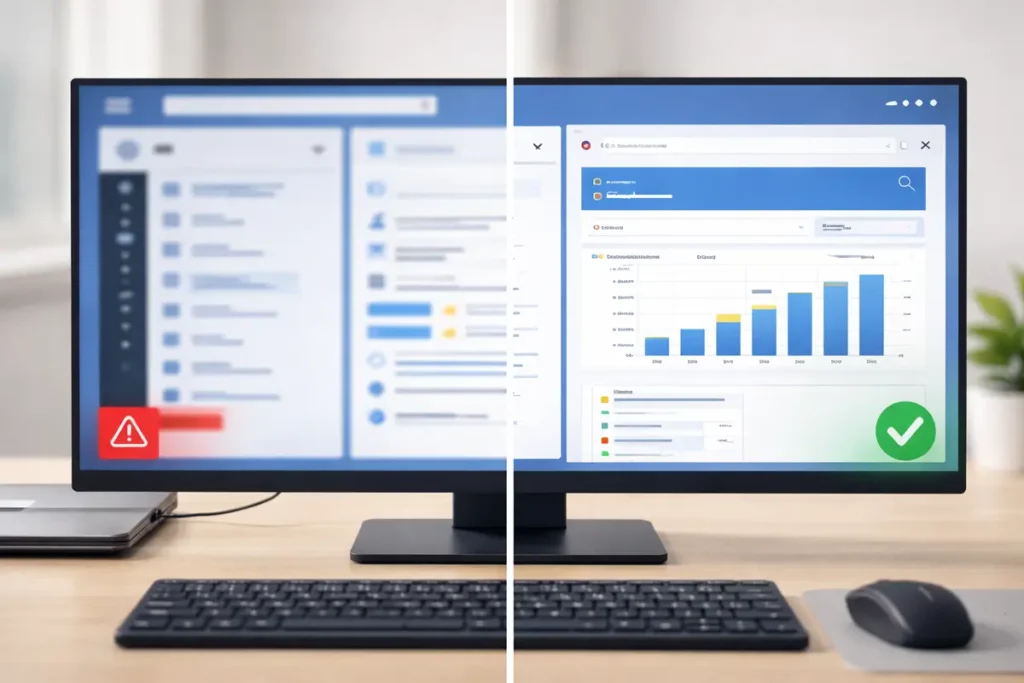 1080p vs 1440p vs 4K for Office Work: 7 Proven Ways to Choose the Best Resolution by Screen Size 4 blurry vs sharp monitor
