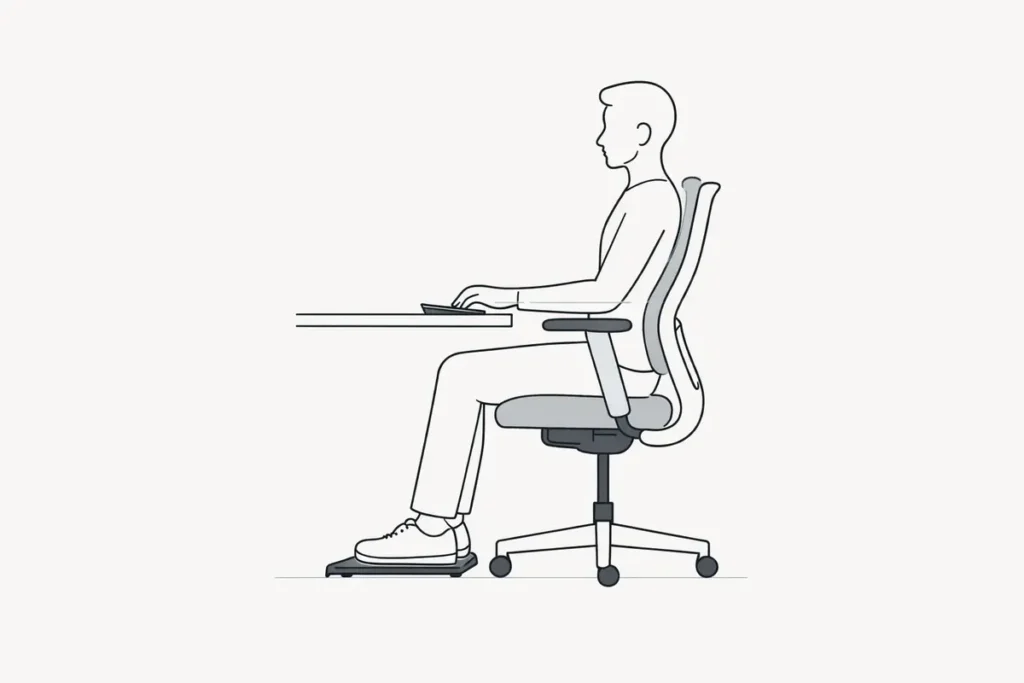 Simple anatomical posture illustration (non-medical) of neutral seated working position