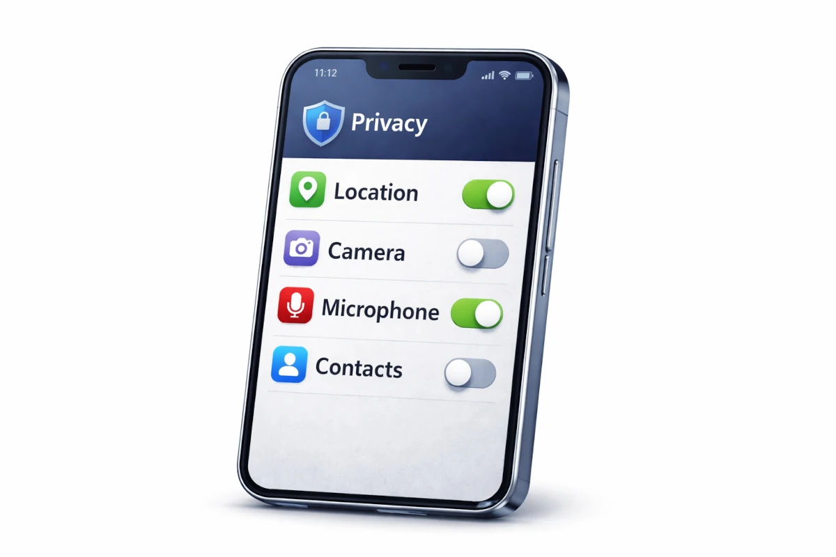 Mobile privacy settings showing location controls and app permission management