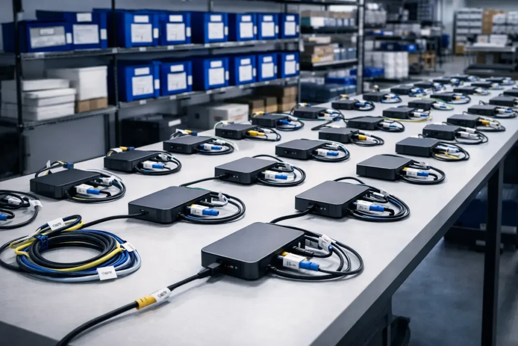 rows of identical docks