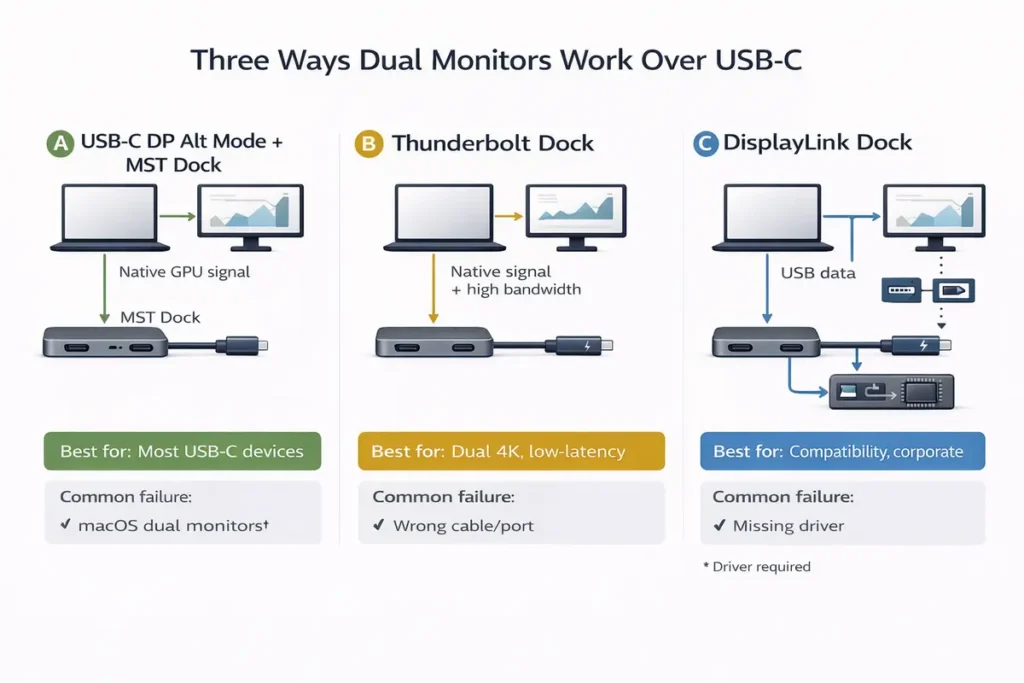3 ways dual monitors happen over USB-C