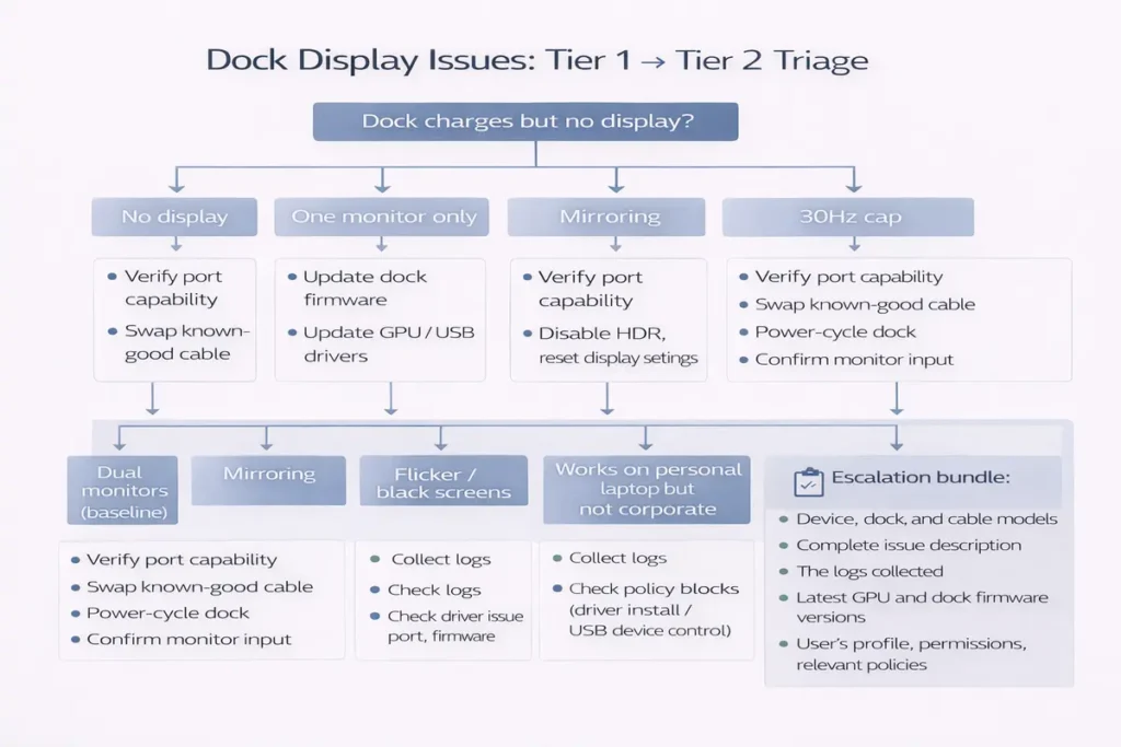 Helpdesk triage decision tree” (reduces tickets/escalations)