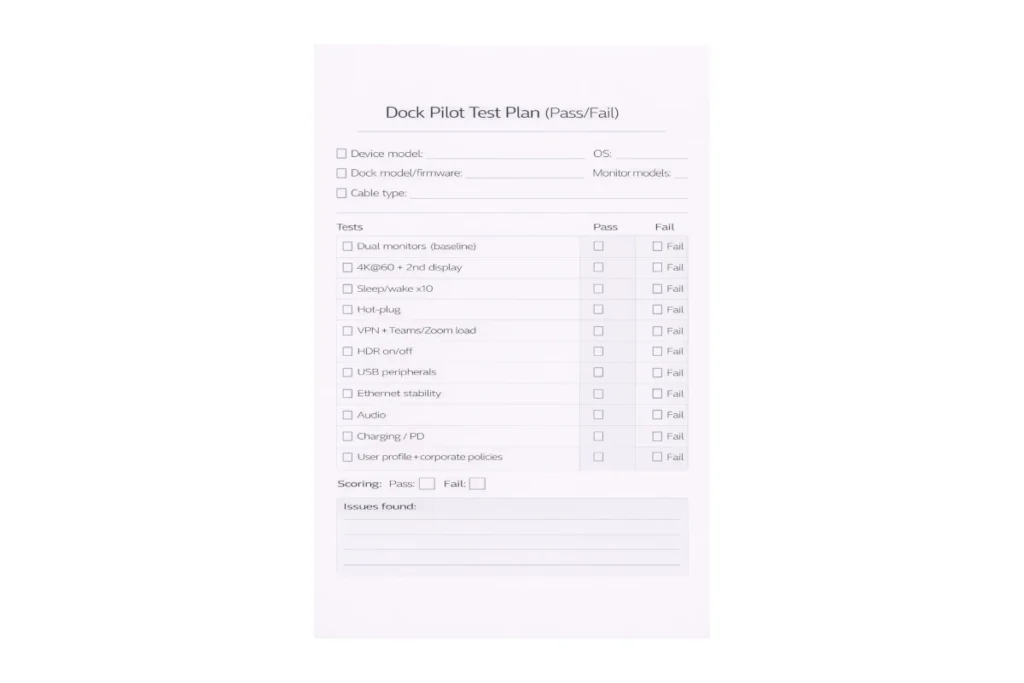 Pilot test plan scorecard