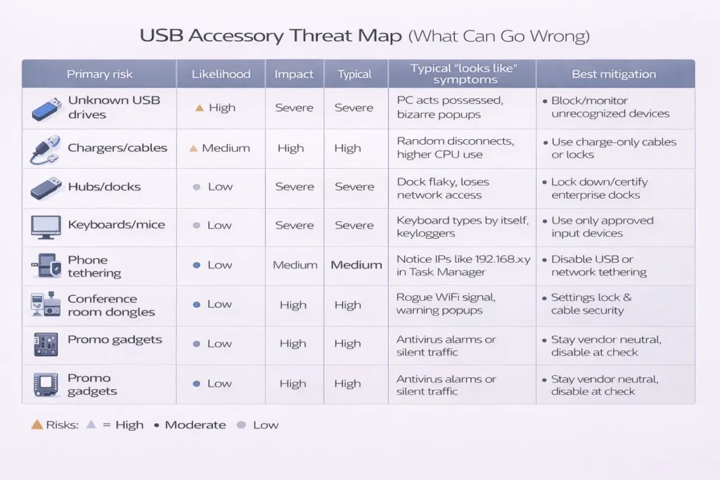 USB Accessories Security Risks (Bad USB, Unknown Devices) + Practical Mitigations 3 Bad USB explained in one picture