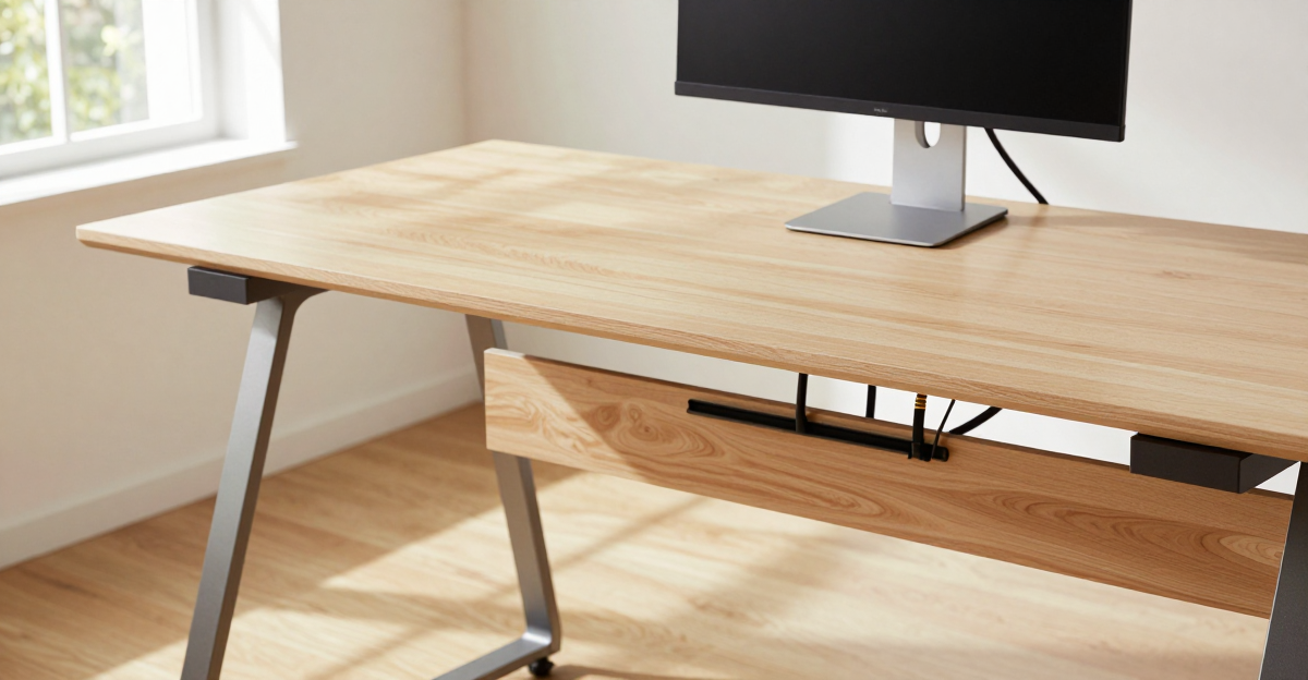 Clean modern home office desk with perfect cable management