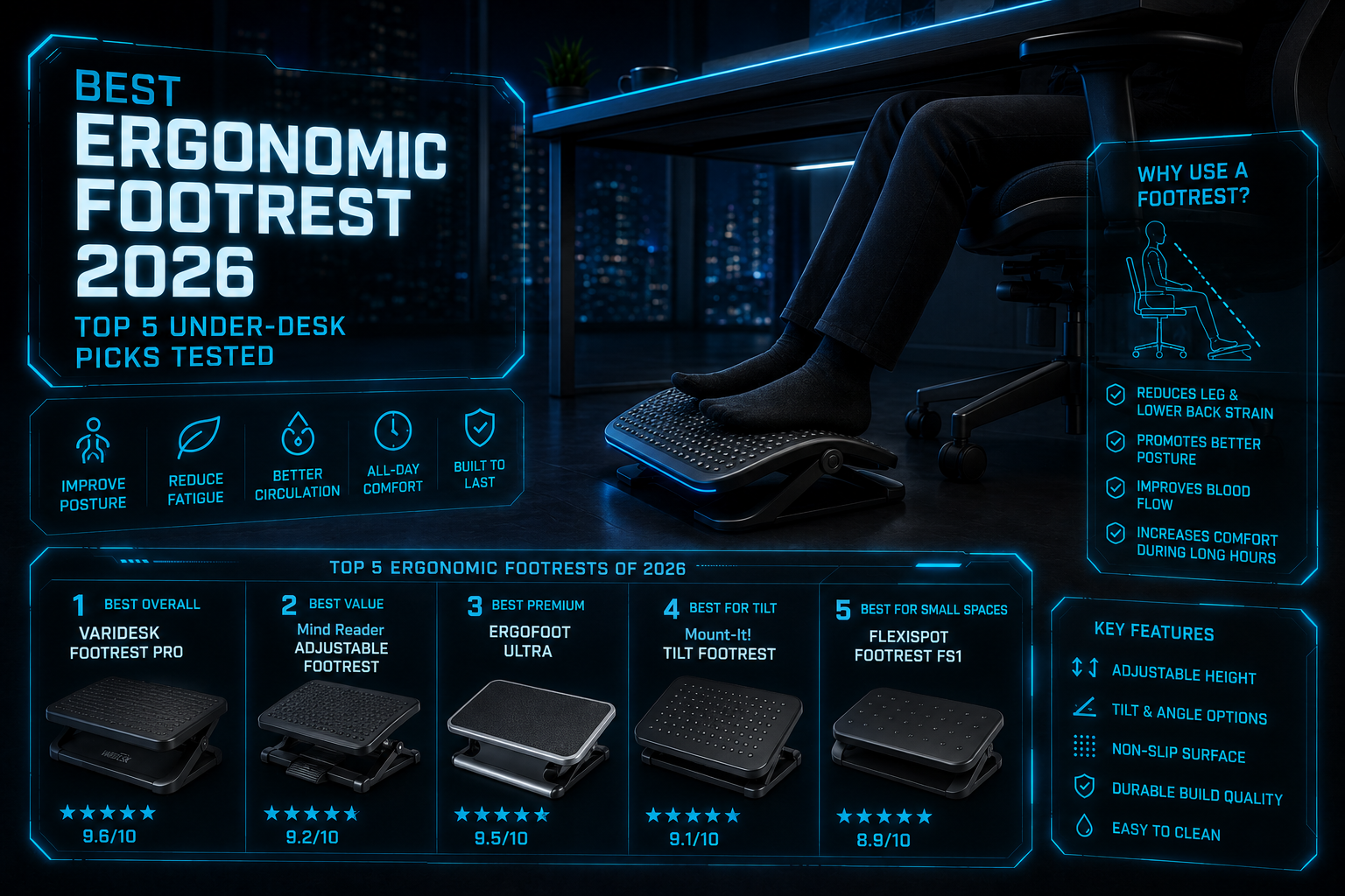 Best Ergonomic Footrest 2026 — Top 5 Under-Desk Picks Tested