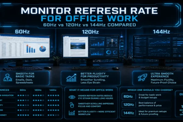 Monitor Refresh Rate for Office Work: 60Hz vs 120Hz vs 144Hz Compared