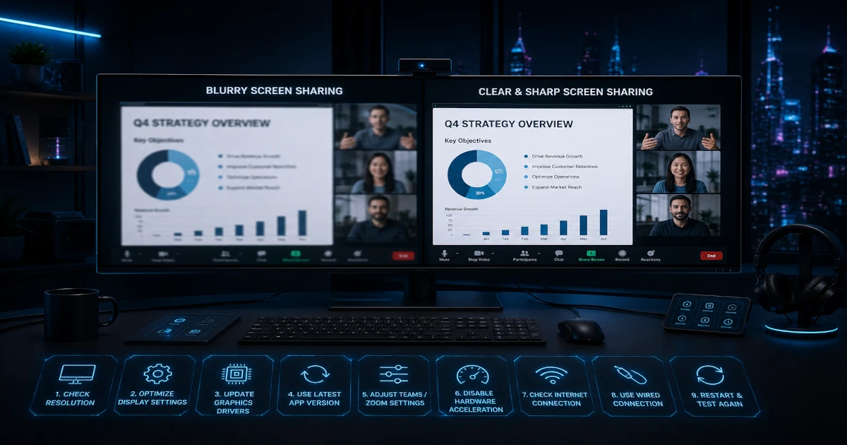 Ultrawide Screen Sharing Looks Blurry on Teams & Zoom? 9 Fixes That Actually Work (2026)