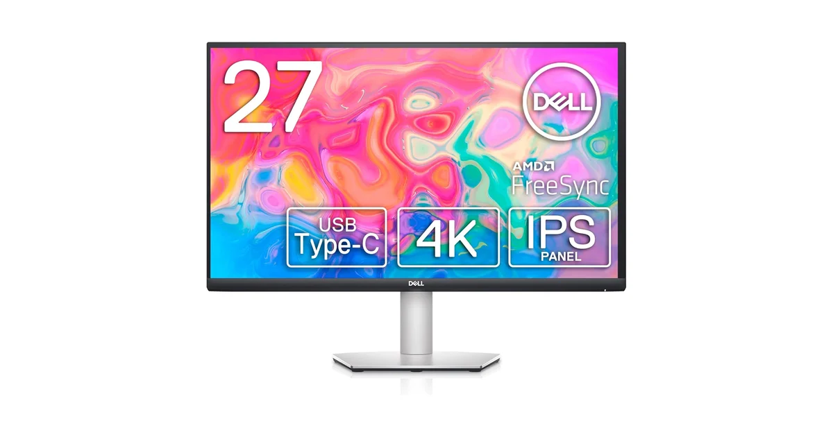 Dell S2722QC 27-inch 4K USB-C monitor front view, budget 4K productivity display on desk