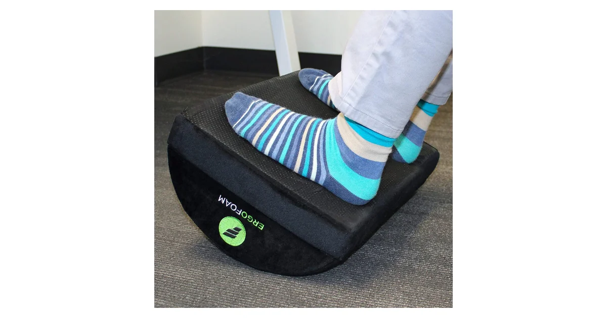 ErgoFoam adjustable 2-piece stacking footrest — three height positions with high-density memory foam