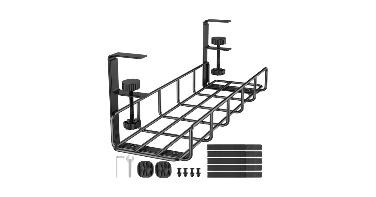 REFLYING Steel Under-Desk Cable Management Tray