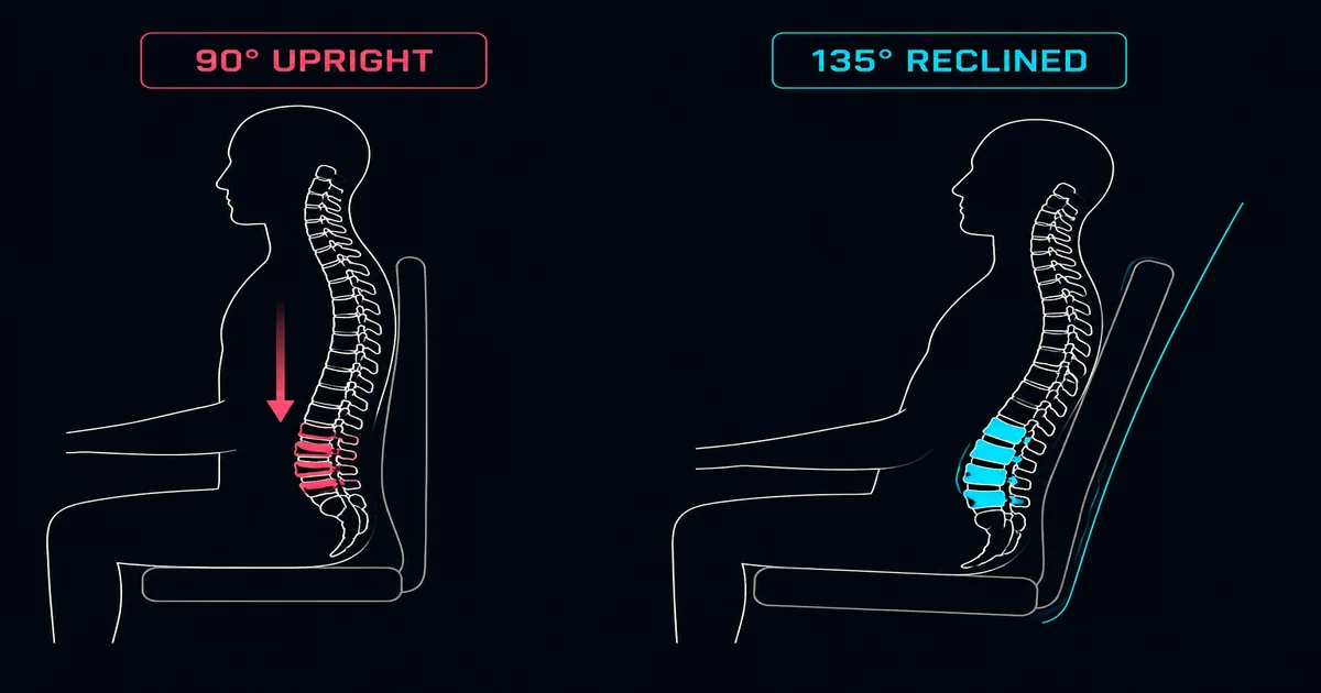 Lumbar disc compression at 90 degrees upright sitting versus 135 degrees reclined posture